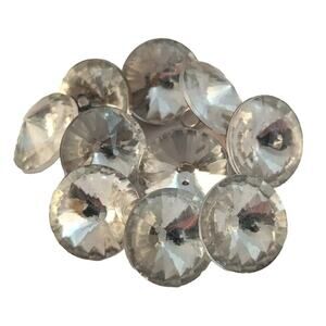 15 Vtge Rhinestone Buttons Clear 10- 5/8" 5- 1/2" Rimless With Shanks EVUC